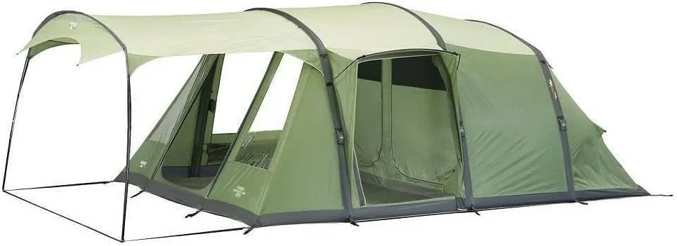 Vango Odyssey Air Inflatable Tent in green, showcasing its large interior and easy setup, suitable for all-season camping.