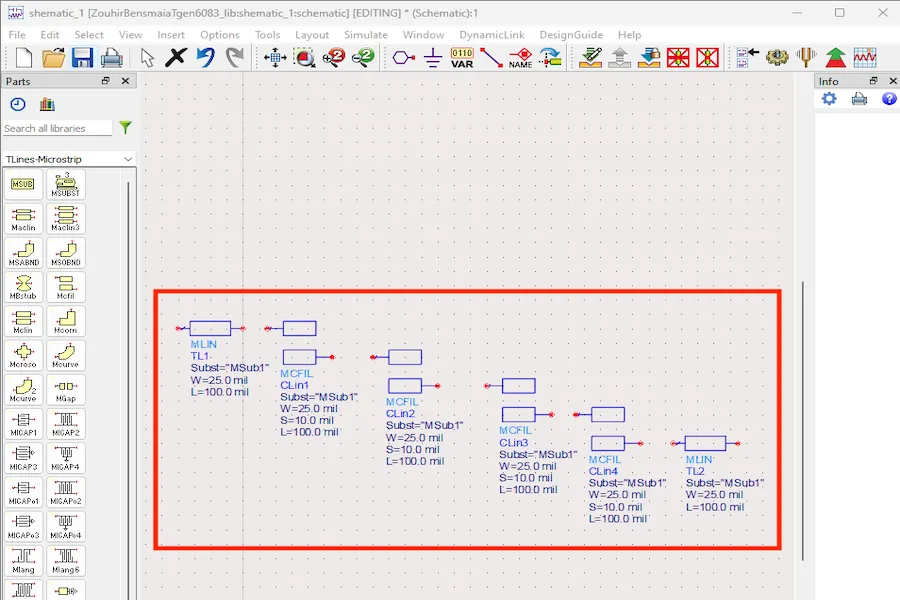 Schematic of Microstrip Components in ADS