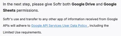 Enabling Softr access to Google Drive and Google Sheets warning #1